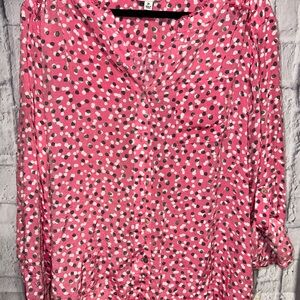 Zac & Rachel Pink with Green & White Polka Dot Blouse 2X